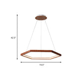 Contemporary Hexagonal LED Pendant Chandelier in Acrylic and Wood - 16"/19.5"/23.5" Wide - This is a Hexagonal Pendant Chandelier. It is made of acrylic and wood. It is a contemporary style and it comes in light wood and dark wood colors. It